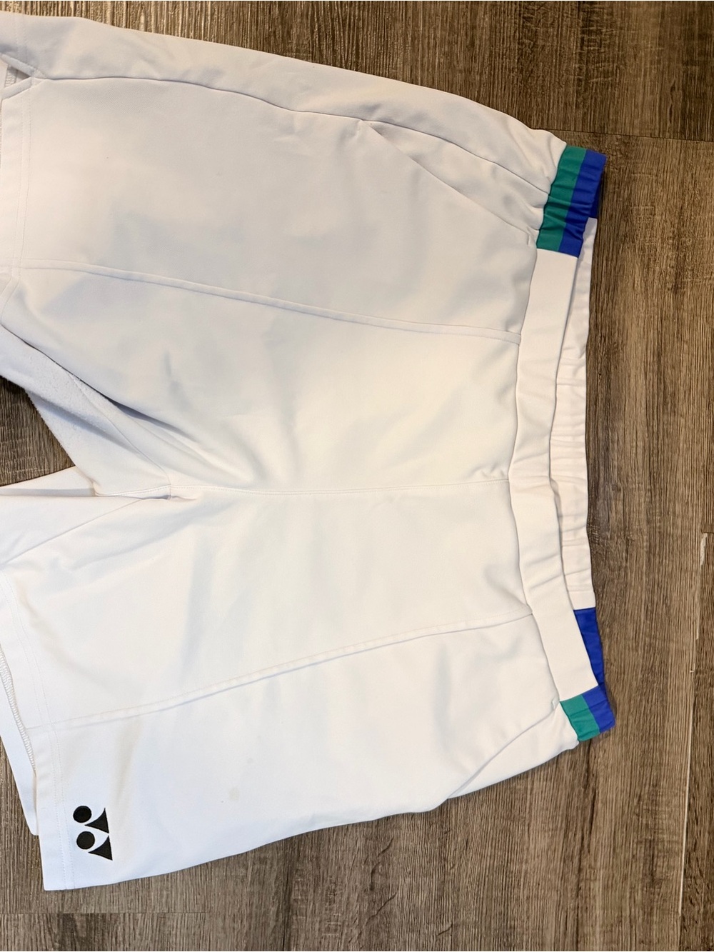 Yonex limited edition White Kids Athletic Shorts with Blue & Teal Trim